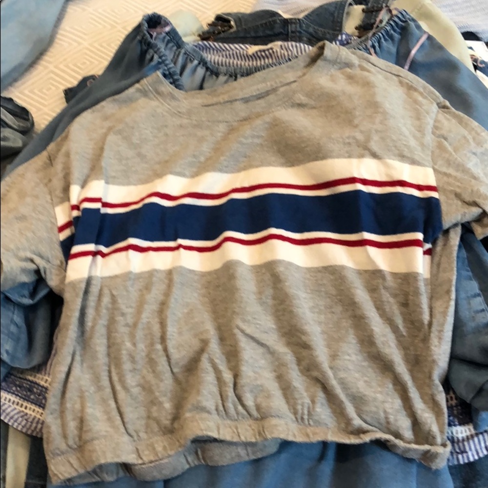 Cropped blue and red shirt